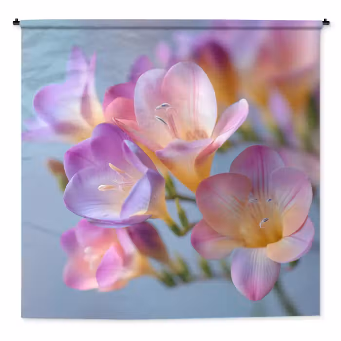 Wandkleed - Bloemen - Paars - Overloop - Meeldraden