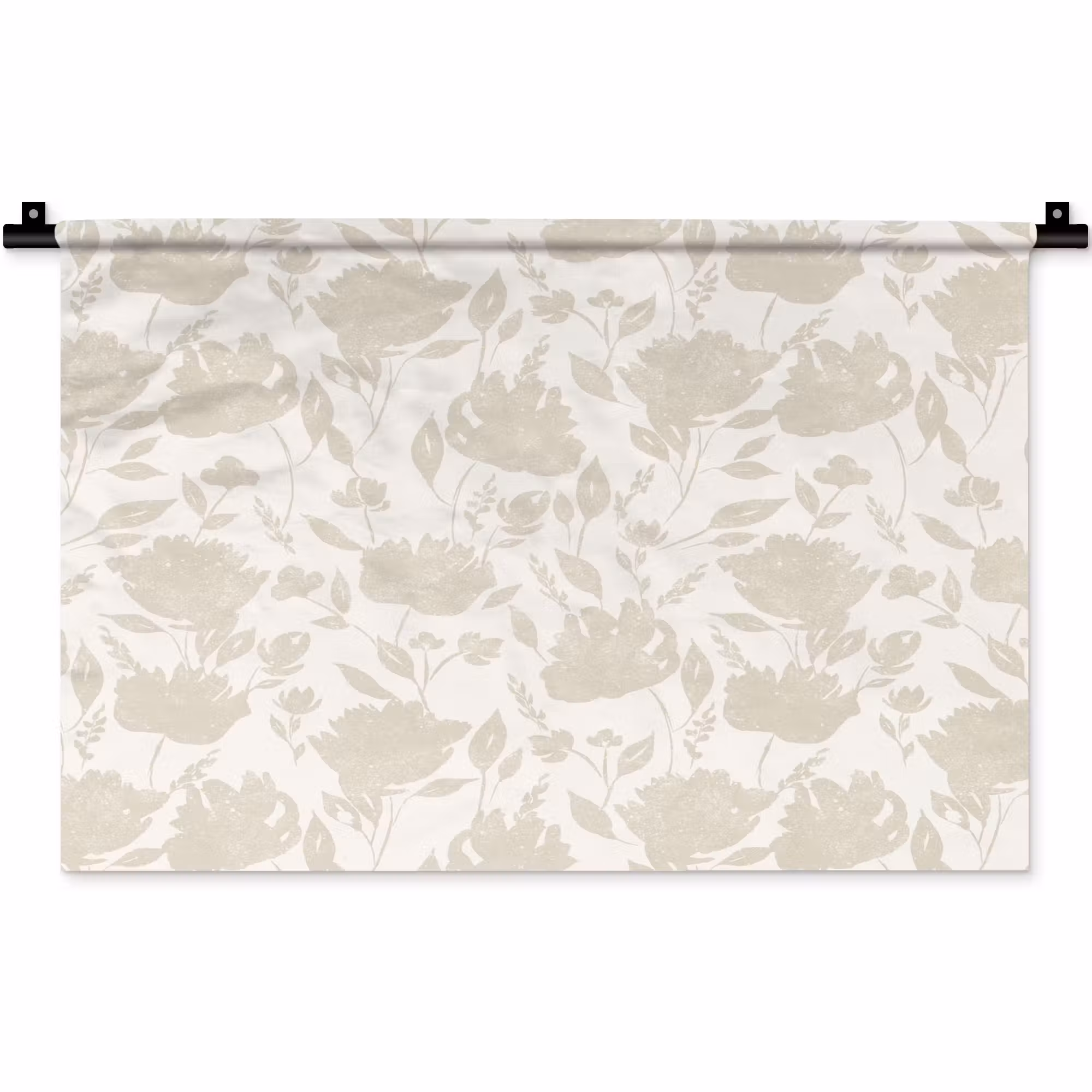 Wandkleed - Bloemenpatroon - Silhouet - Wit