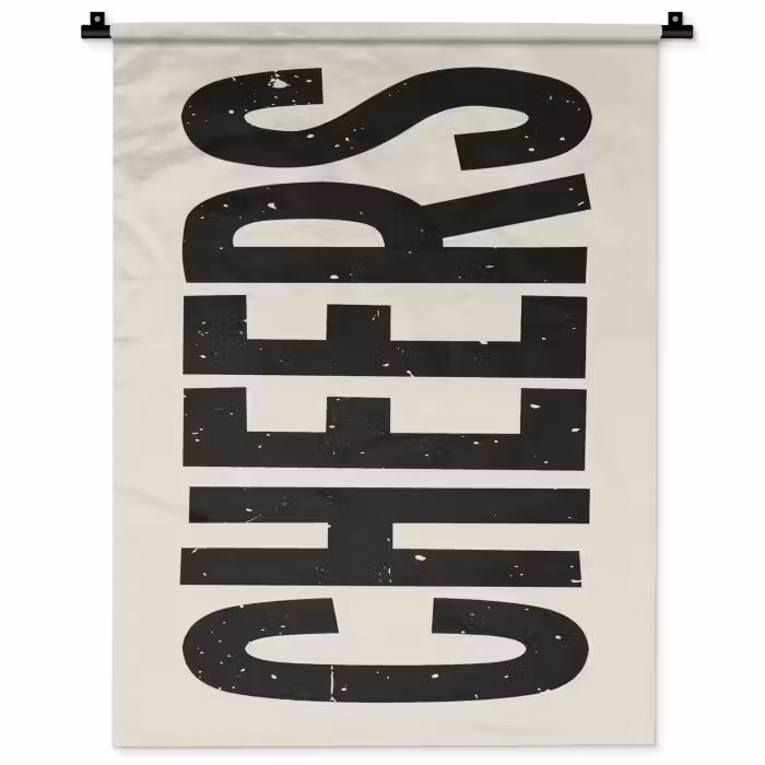 Wandkleed - Cheers - Japandi - Zwart - Letters