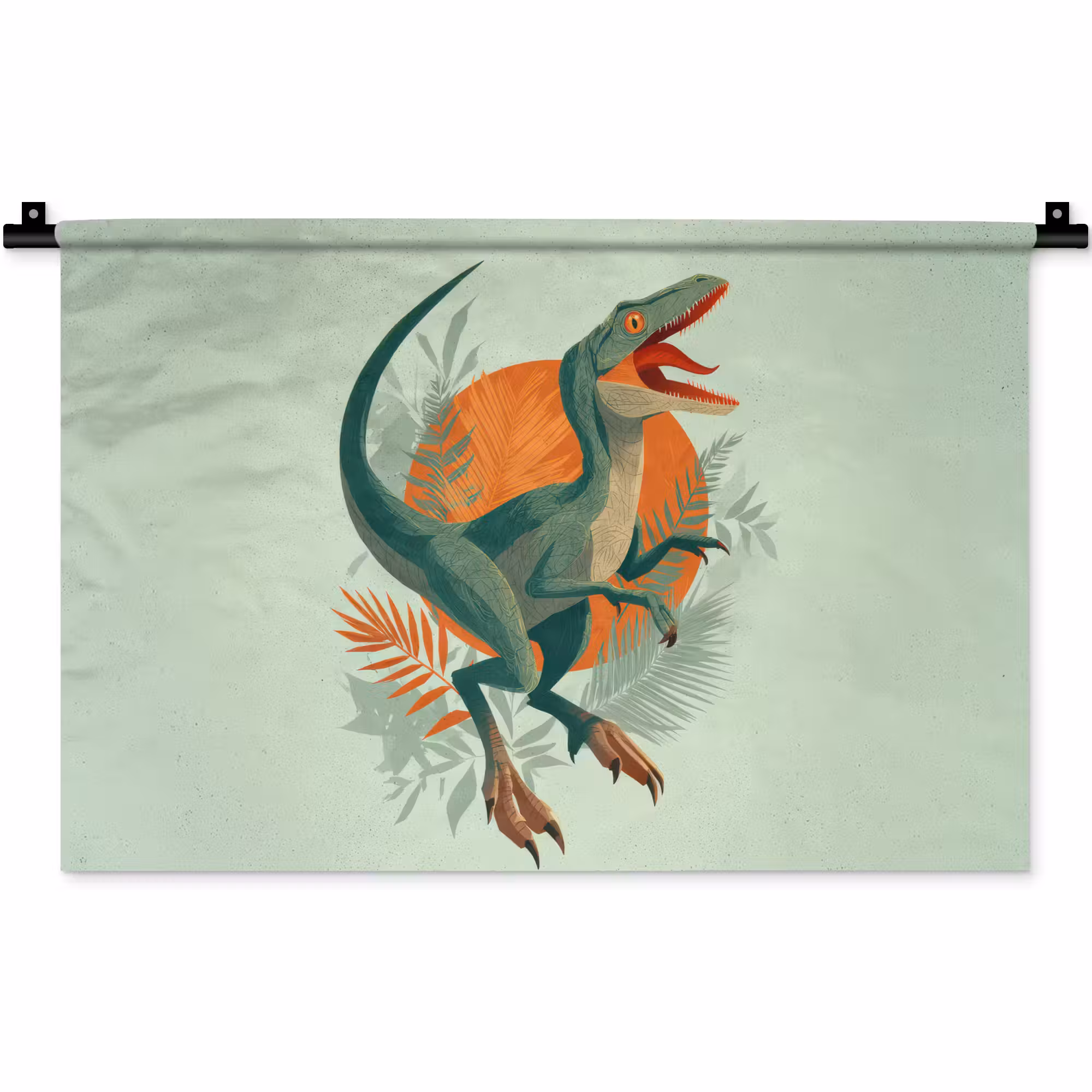 Wandkleed - Dino - Bladeren - Grafisch - Groen