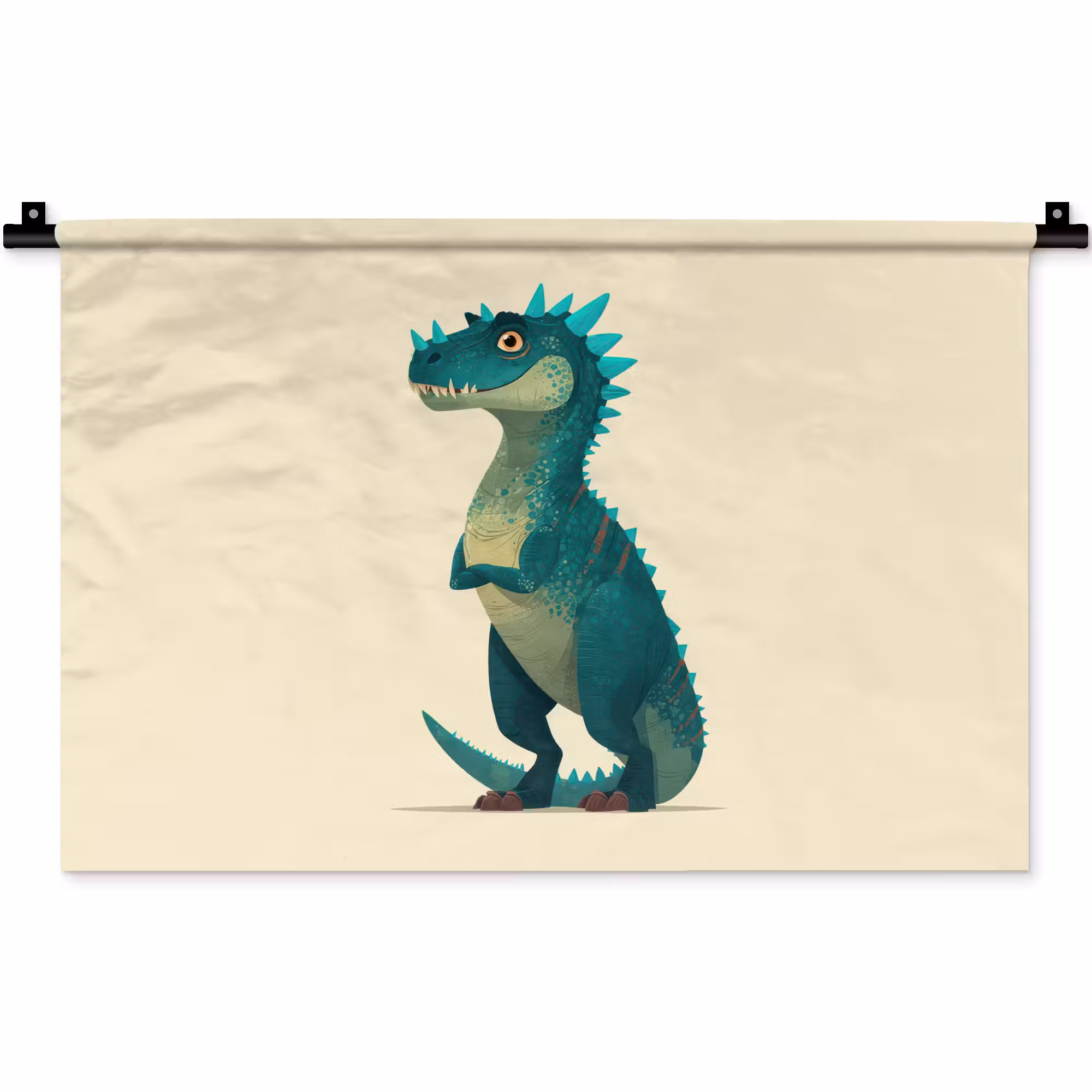 Wandkleed - Dinosaurus - Turquoise - Stekels
