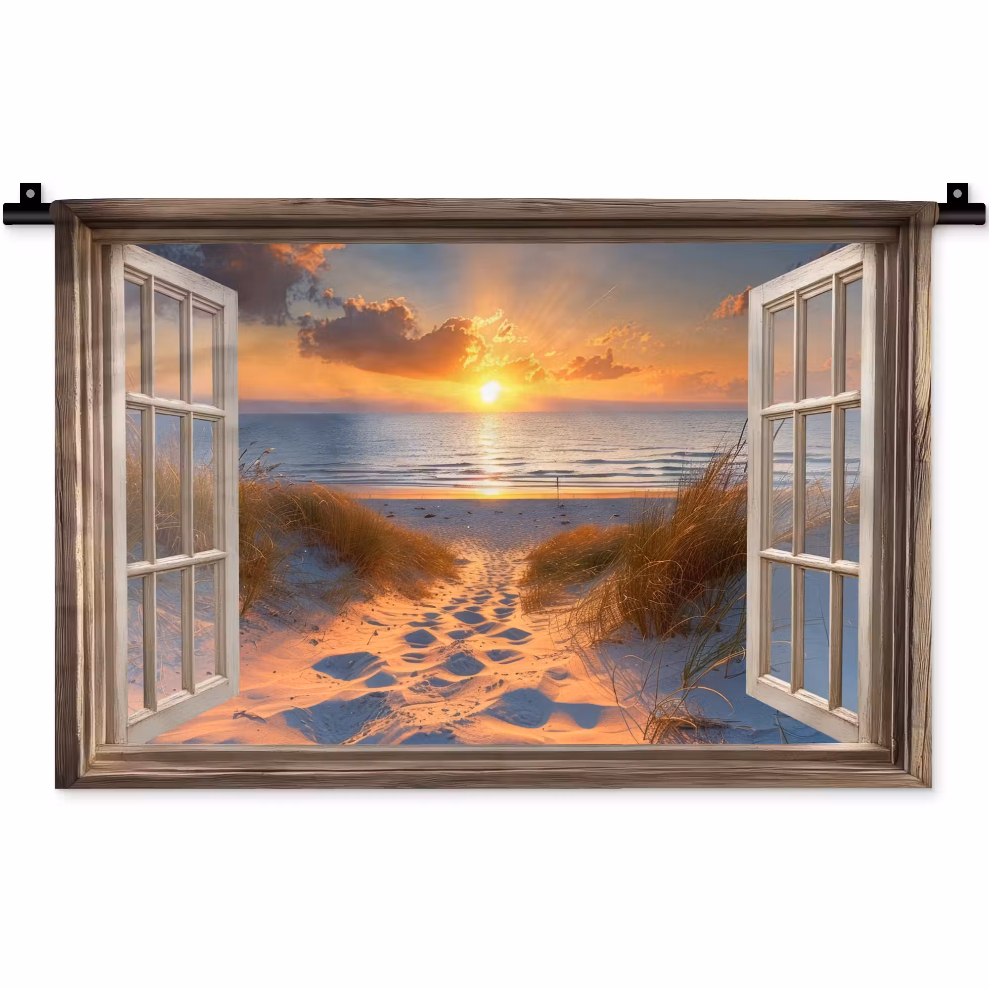 Wandkleed - Doorkijk - Strand - Duinen - Zonsondergang