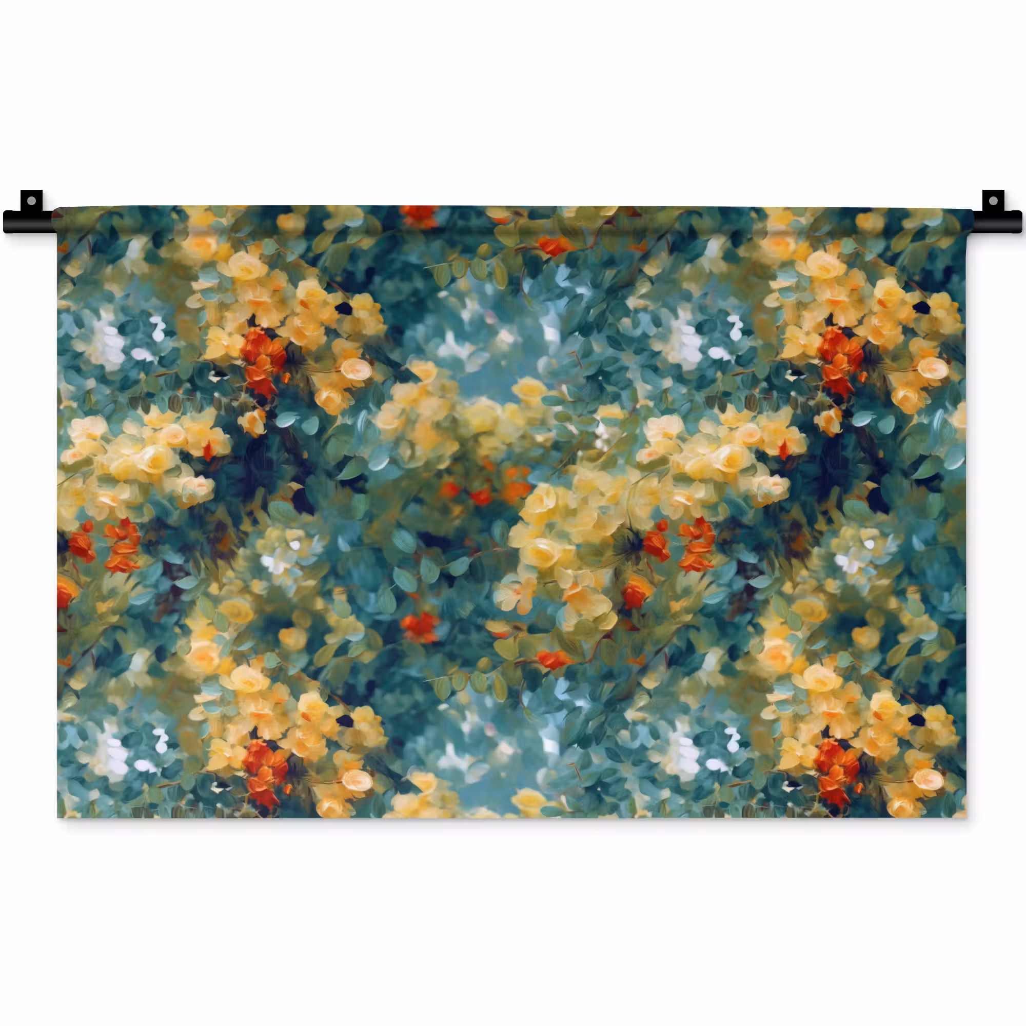 Wandkleed - Geel - Bloemen - Groen - Bladeren