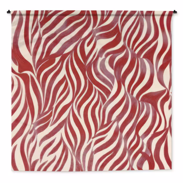 Wandkleed - Golvende vormen - Abstract - Rood