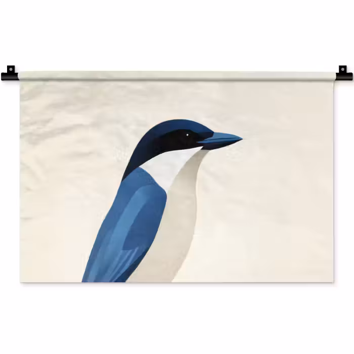 Wandkleed - Illustratie - Blauw - Vogel