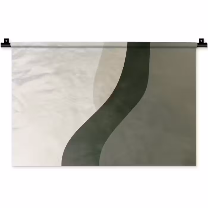 Wandkleed - Japandi - Groen - Abstract - Modern
