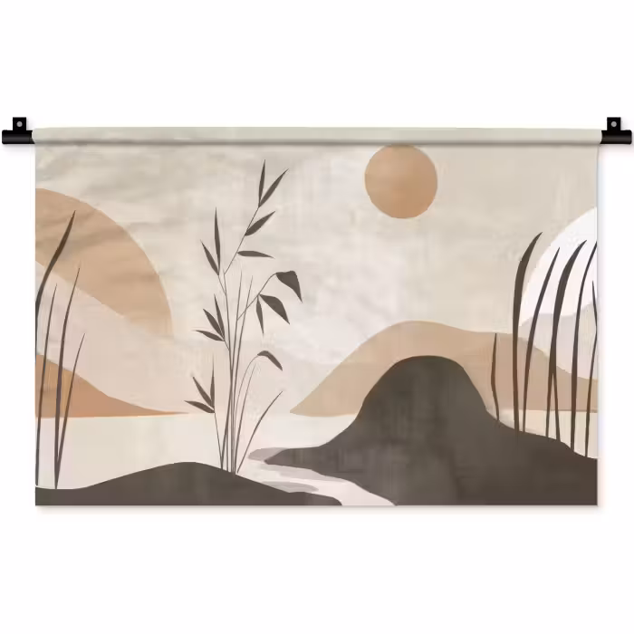 Wandkleed - Japandi - Landschap - Beige