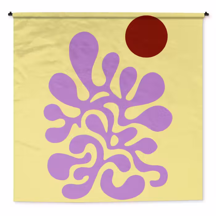 Wandkleed - Koraal - Cirkel - Abstract - Geel