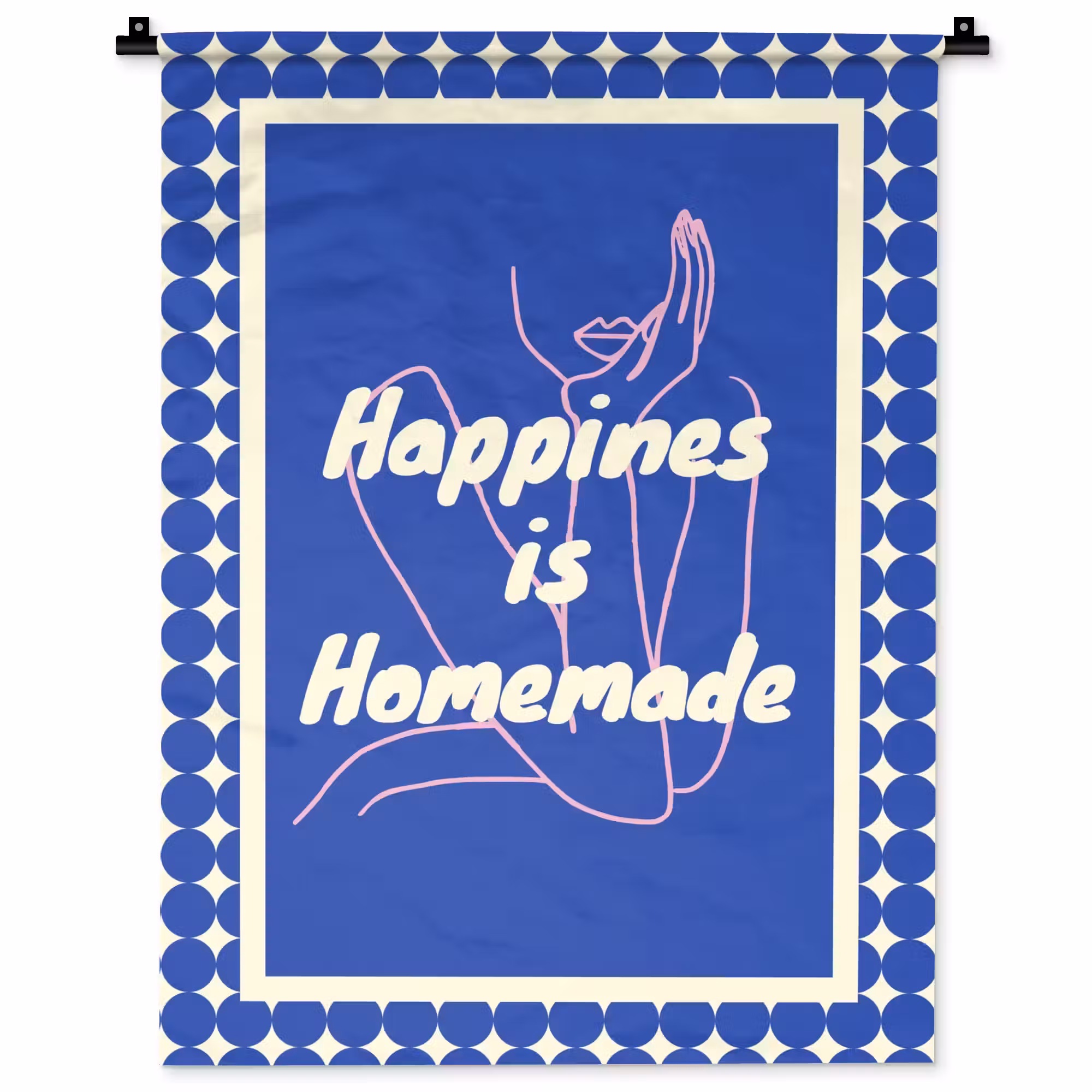 Wandkleed - Lijntekening - Vrouw - Quote - Blauw