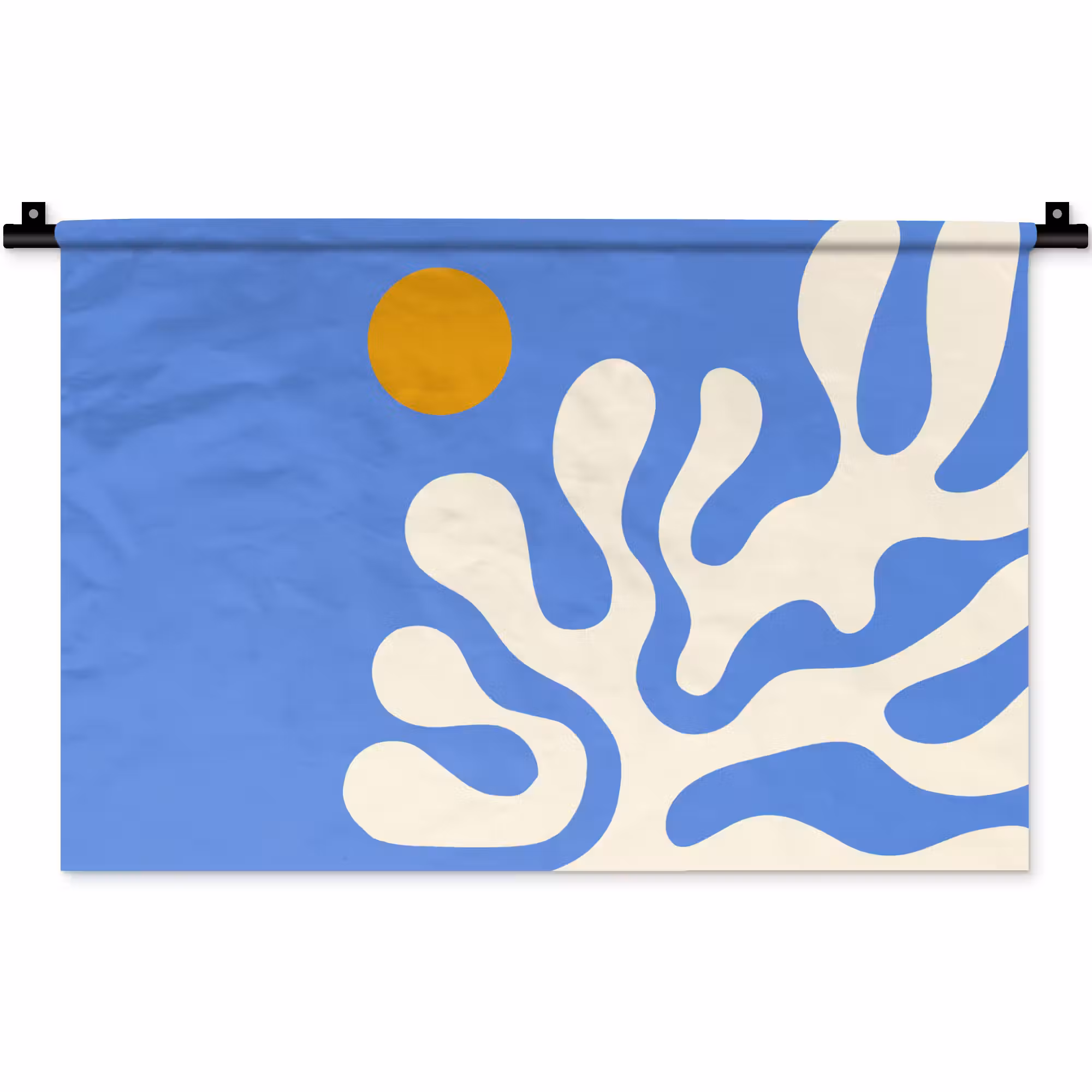 Wandkleed - Minimalistisch - Organisch patroon - Blauw