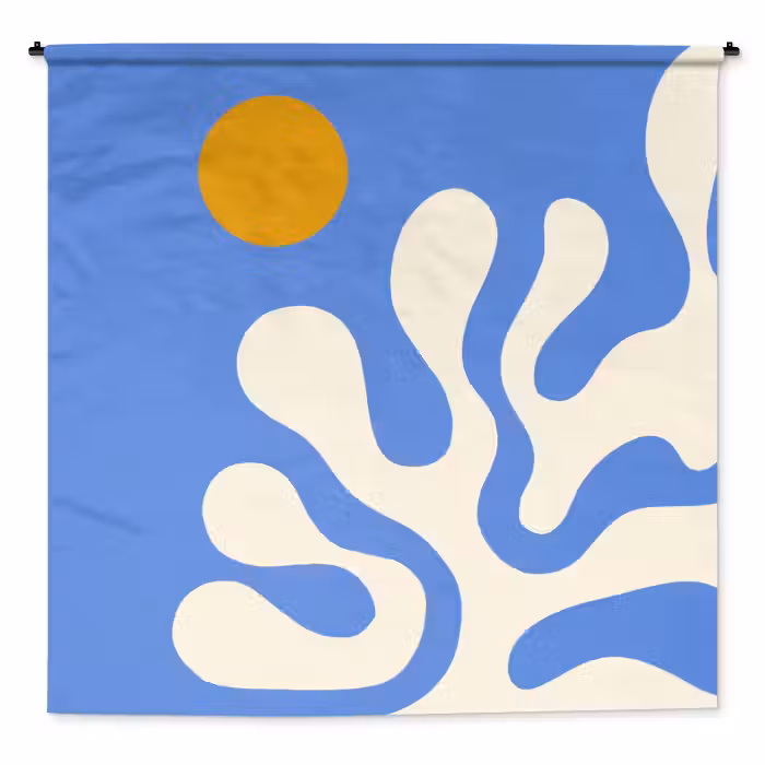 Wandkleed - Minimalistisch - Organisch patroon - Blauw