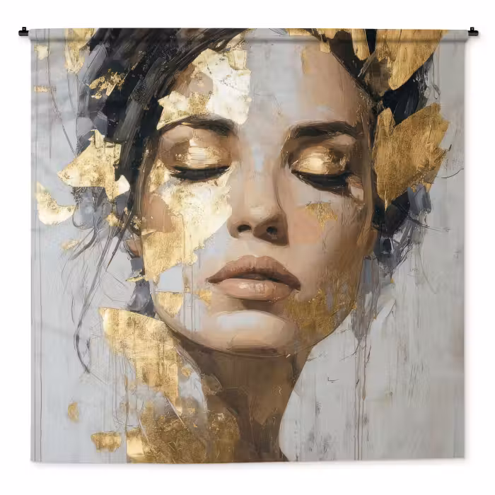 Wandkleed - Sierlijk - Vrouw - Goud - Ogen