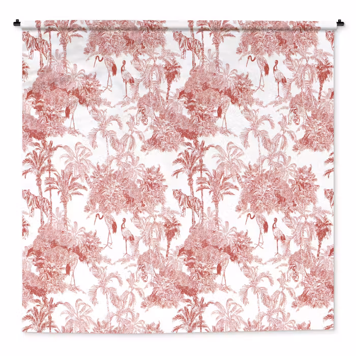 Wandkleed - Tijger - Jungle - Natuur - Rood