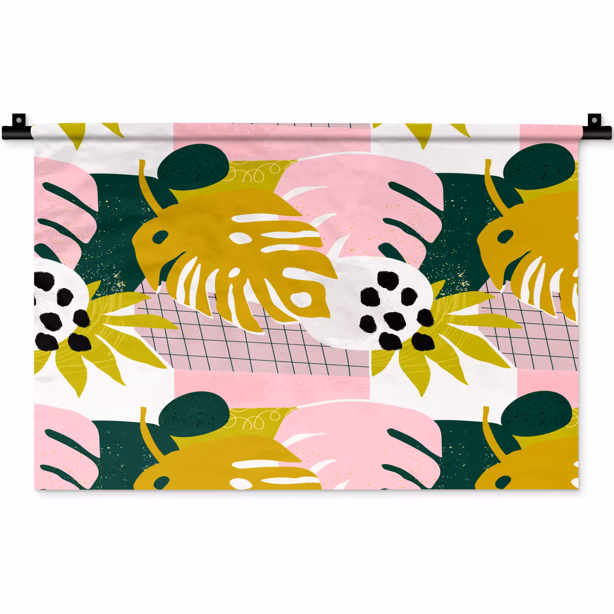 Wandkleed - Tropisch - Bladeren - Jungle - Roze - Groen