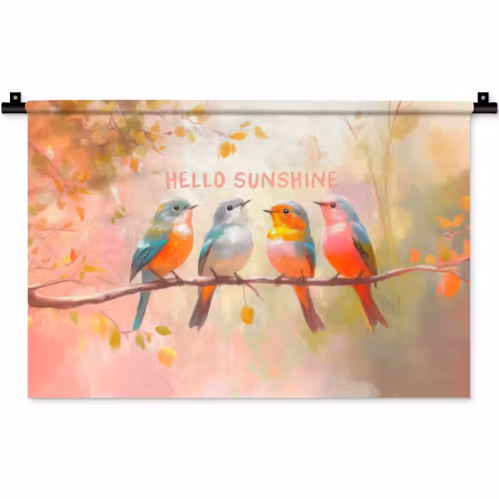 Wandkleed - Vogels - Tak - Quote - Roze