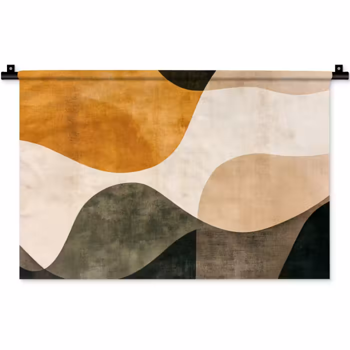 Wandkleed - Vormen - Okergeel - Abstract