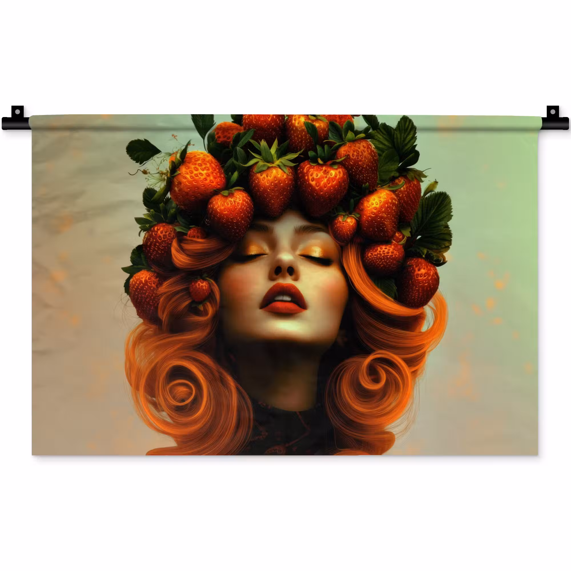 Wandkleed - Vrouw - Aardbeien - Kroon