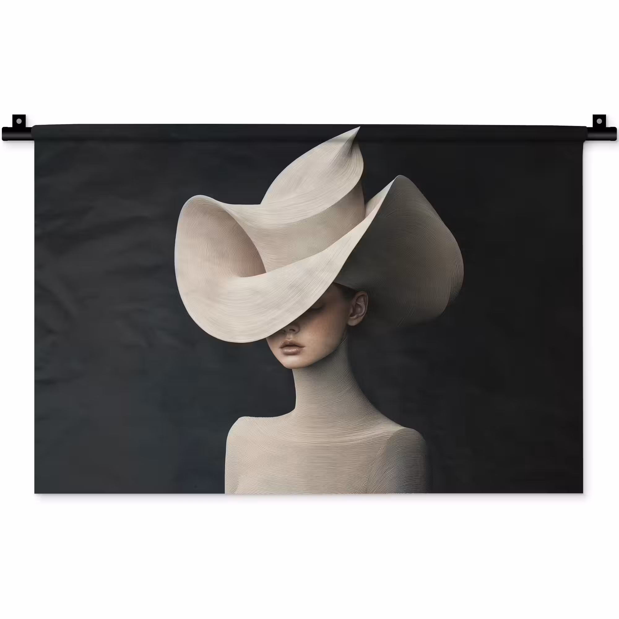 Wandkleed - Vrouw - Golvende - Hoed