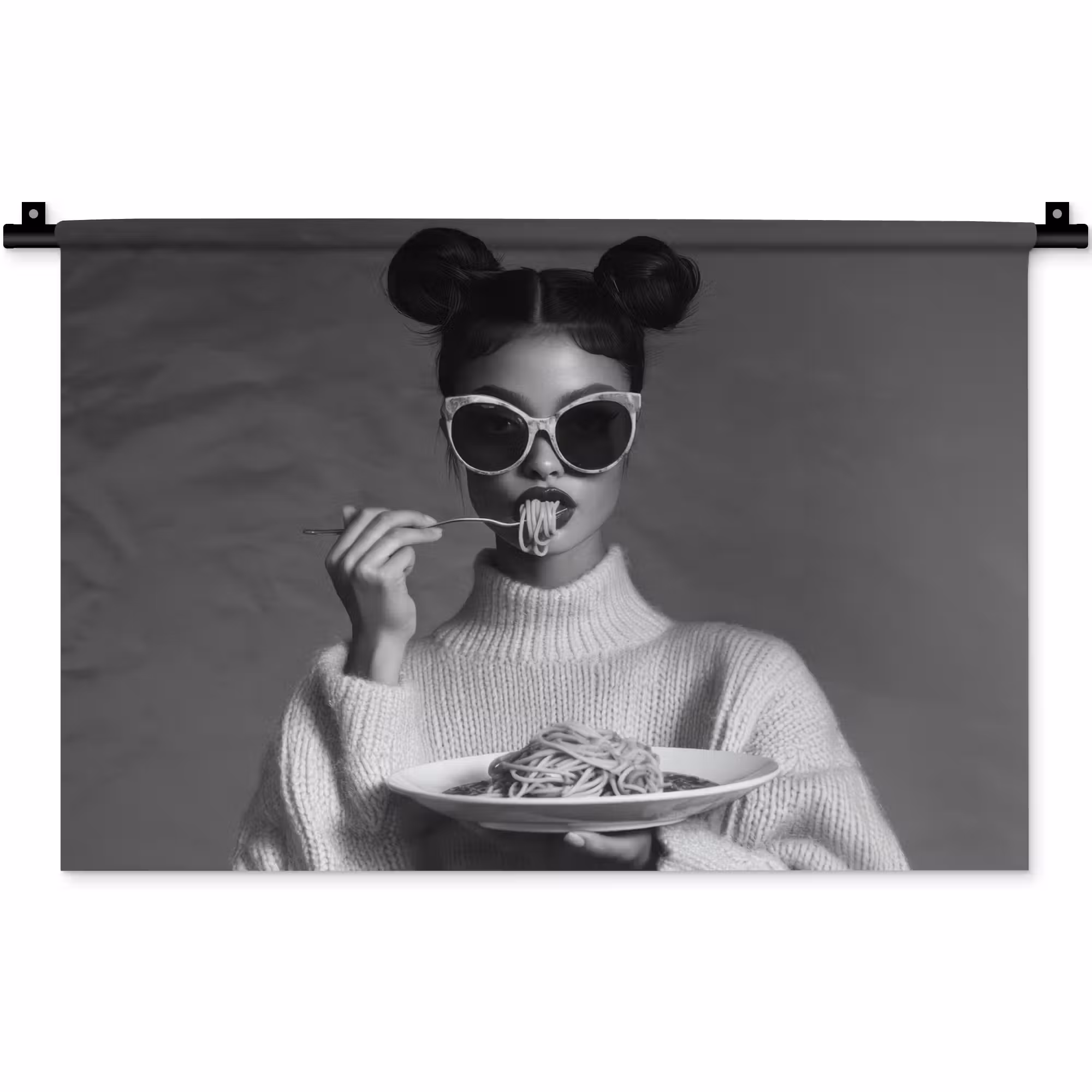 Wandkleed - Vrouw - Pasta - Zonnebril