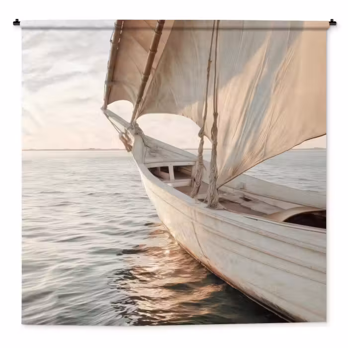 Wandkleed - Zeilboot - Zee - Beige - Zon