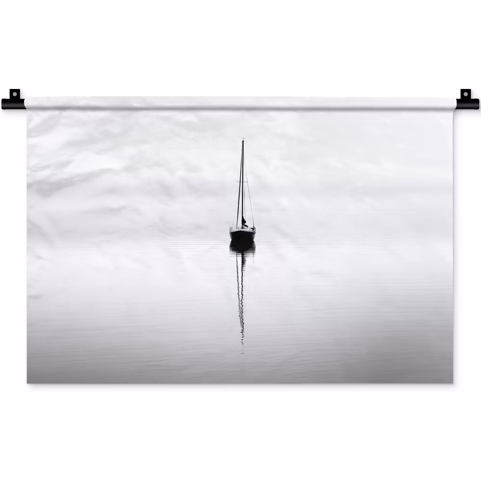Wandkleed - Zeilboot - Zwart - Water - Silhouet
