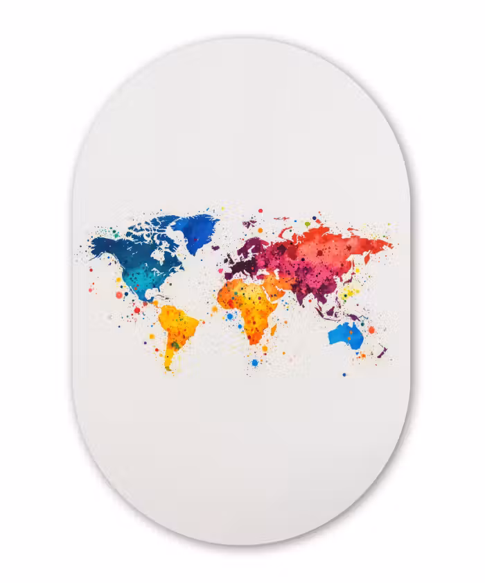 Wandoval Glas – Wereldkaart - Graffiti - Kleurrijk