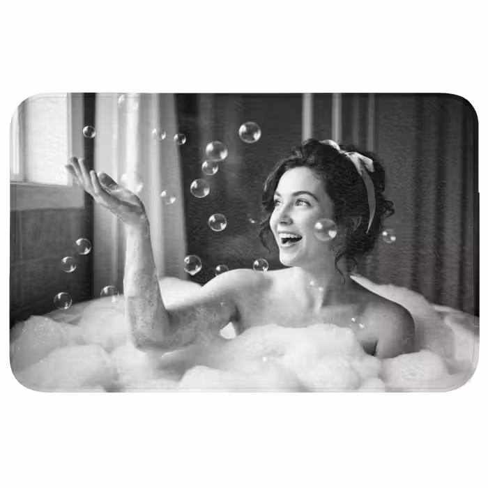 Wc Mat - Bad - Bubbels - Zwart - Wit