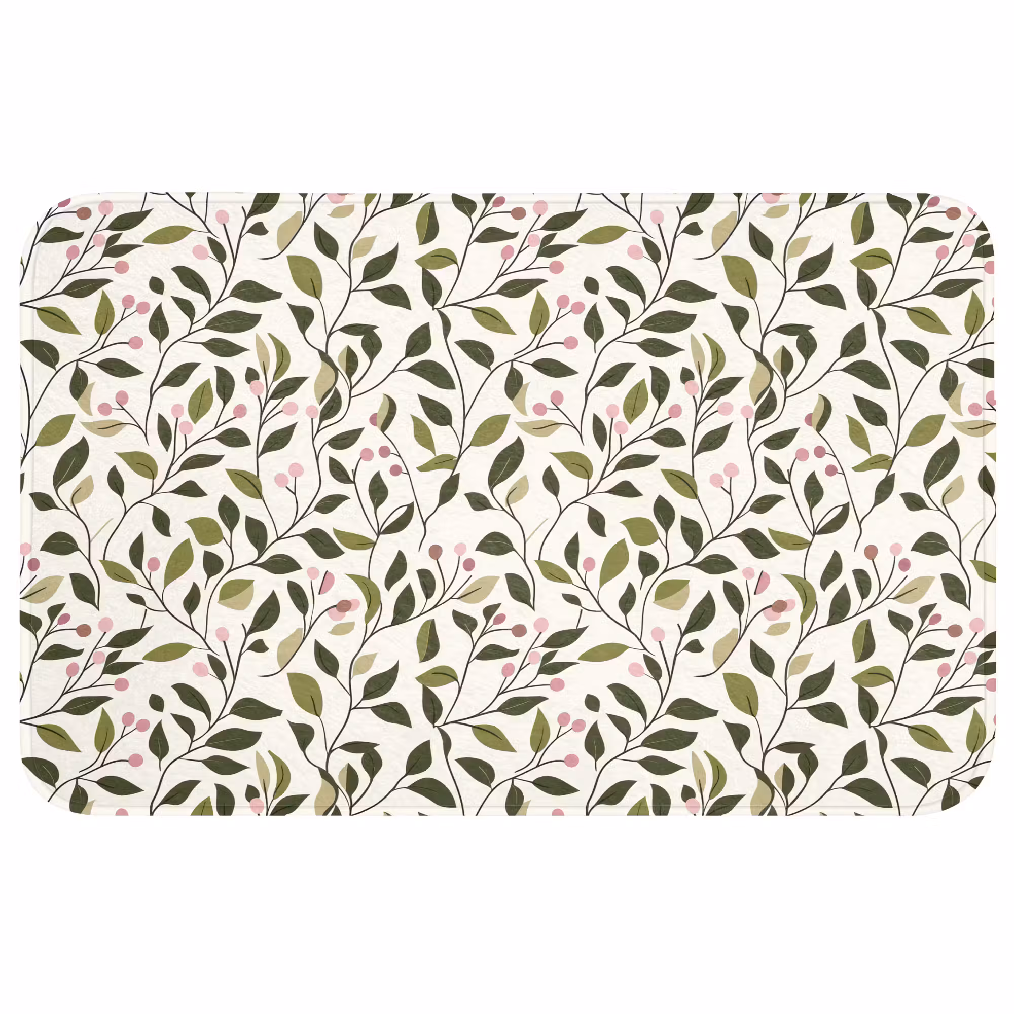 Wc Mat - Bladeren - Bessen - Roze
