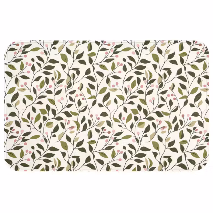Wc Mat - Bladeren - Bessen - Roze