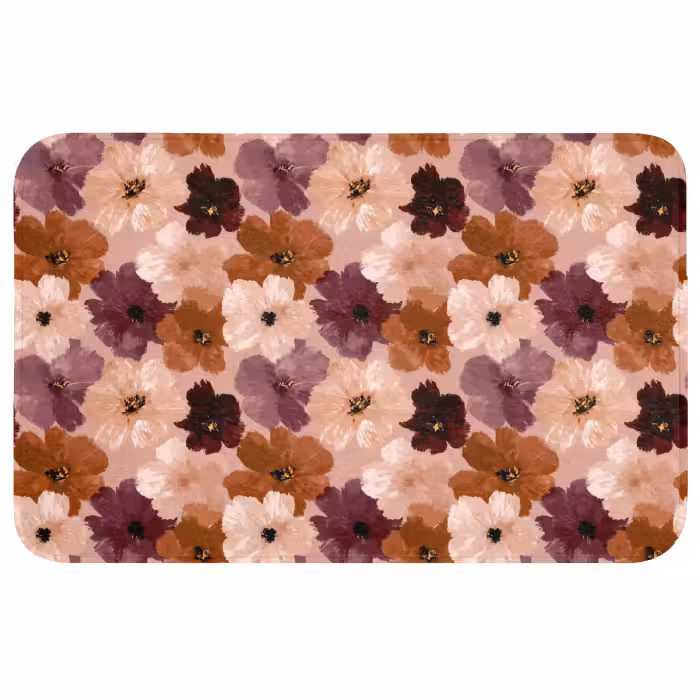 Wc Mat - Bloemen - Abstract - Aardetinten