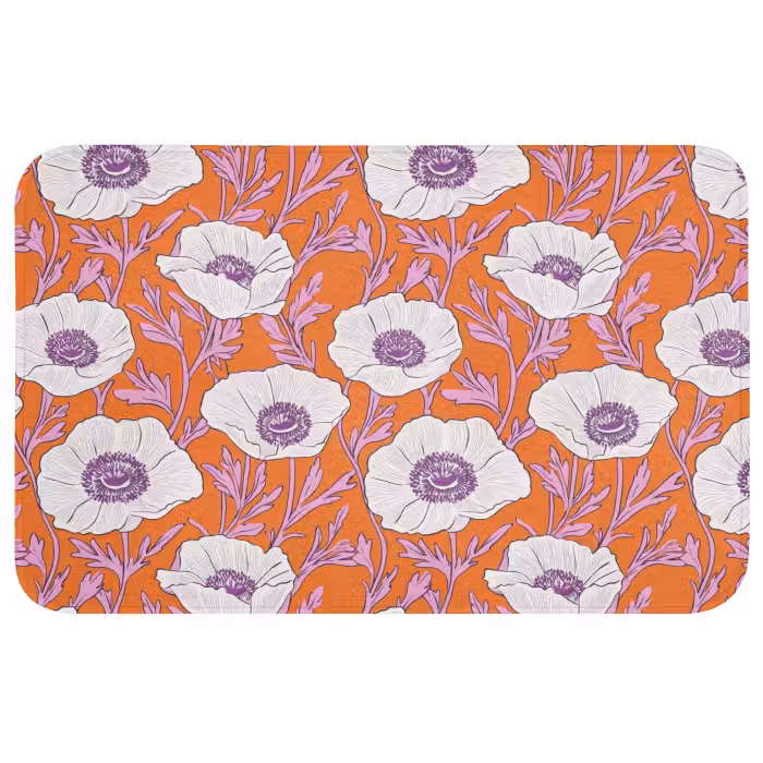 Wc Mat - Bloemen - Grafisch - Oranje
