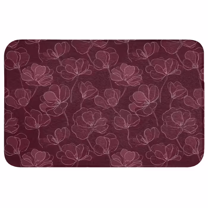 Wc Mat - Bloemen - Patroon - Bordeauxrood