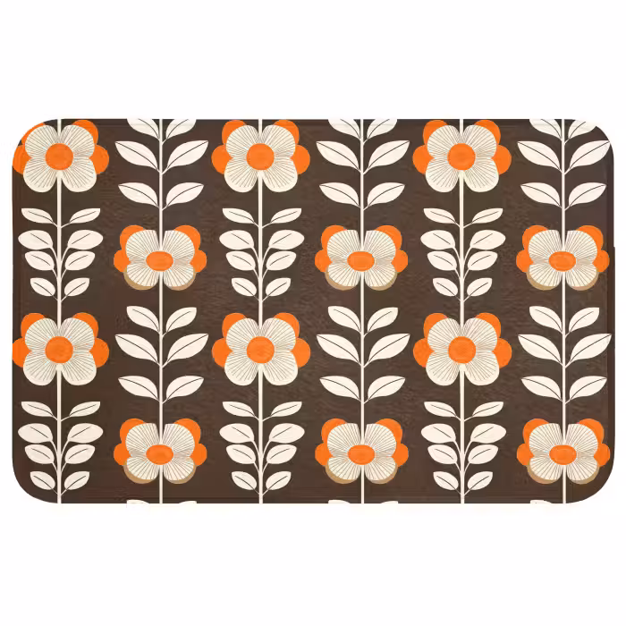 Wc Mat - Bloemen - Retro - Bruin