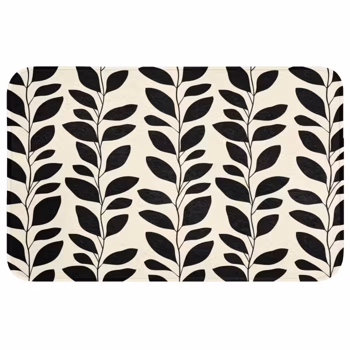 Wc Mat - Botanisch - Dessin - Zwart - Beige
