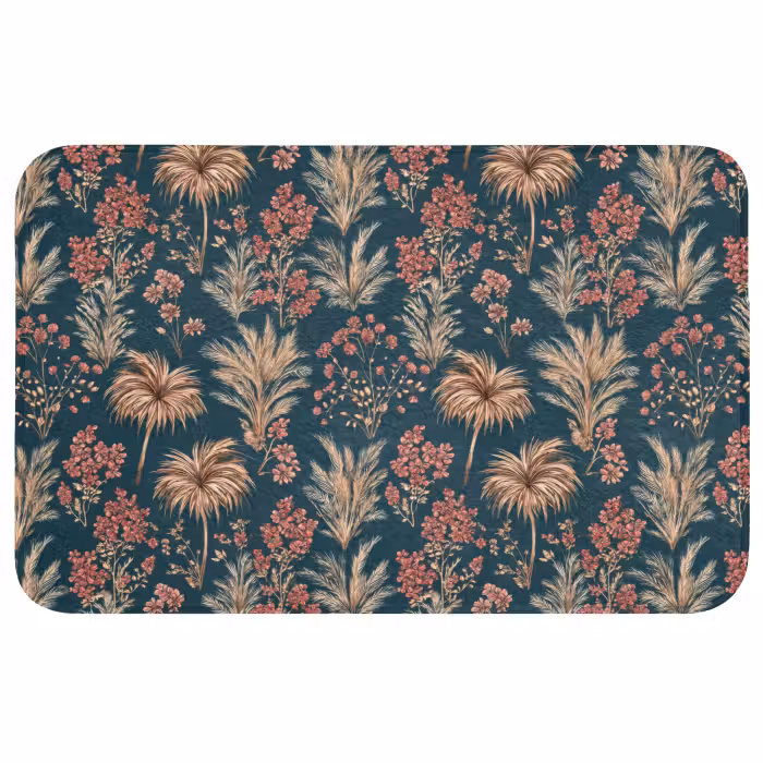 Wc Mat - Botanisch - Patroon - Blauw