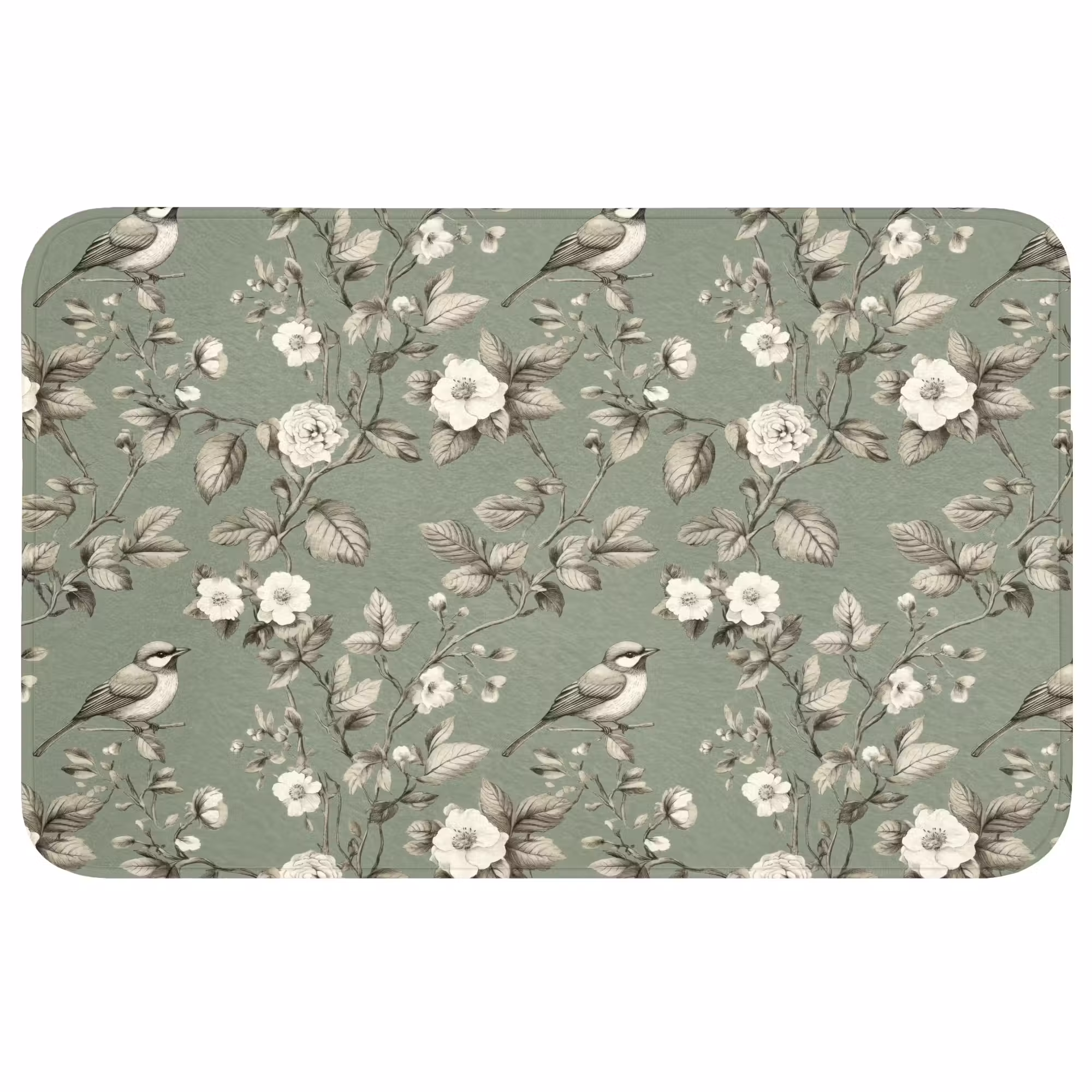 Wc Mat - Botanisch - Vogels - Groen