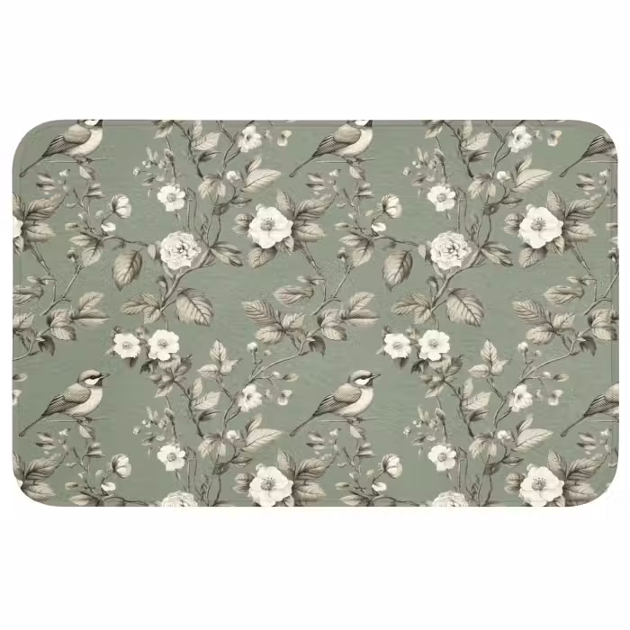 Wc Mat - Botanisch - Vogels - Groen