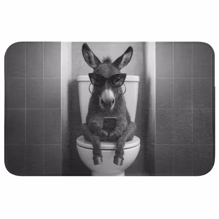 Wc Mat - Ezel - Telefoon - Toilet - Zwart - Wit