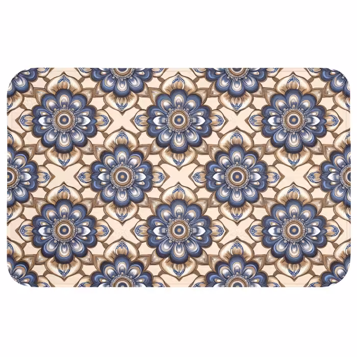 Wc Mat - Floraal - Ornament - Blauw