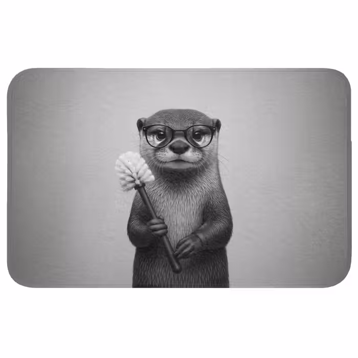Wc Mat - Otter - Wc-borstel - Bril - Zwart - Wit