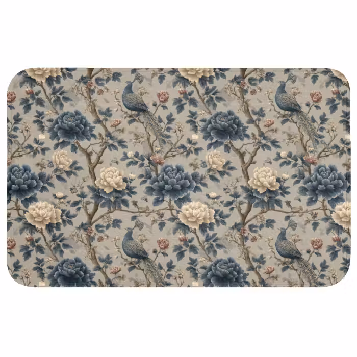 Wc Mat - Pauw - Bloemen - Blauw