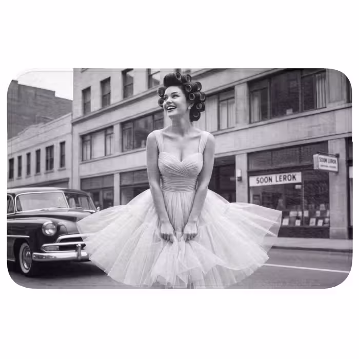 Wc Mat - Retro - Vrouw - Zwart - Wit