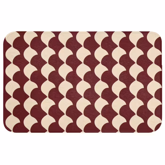 Wc Mat - Rood - Tegelpatroon - Crème