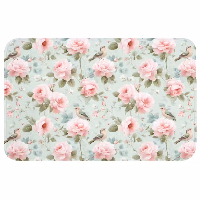 Wc Mat - Rozen - Vogels - Pastel - Kleurrijk