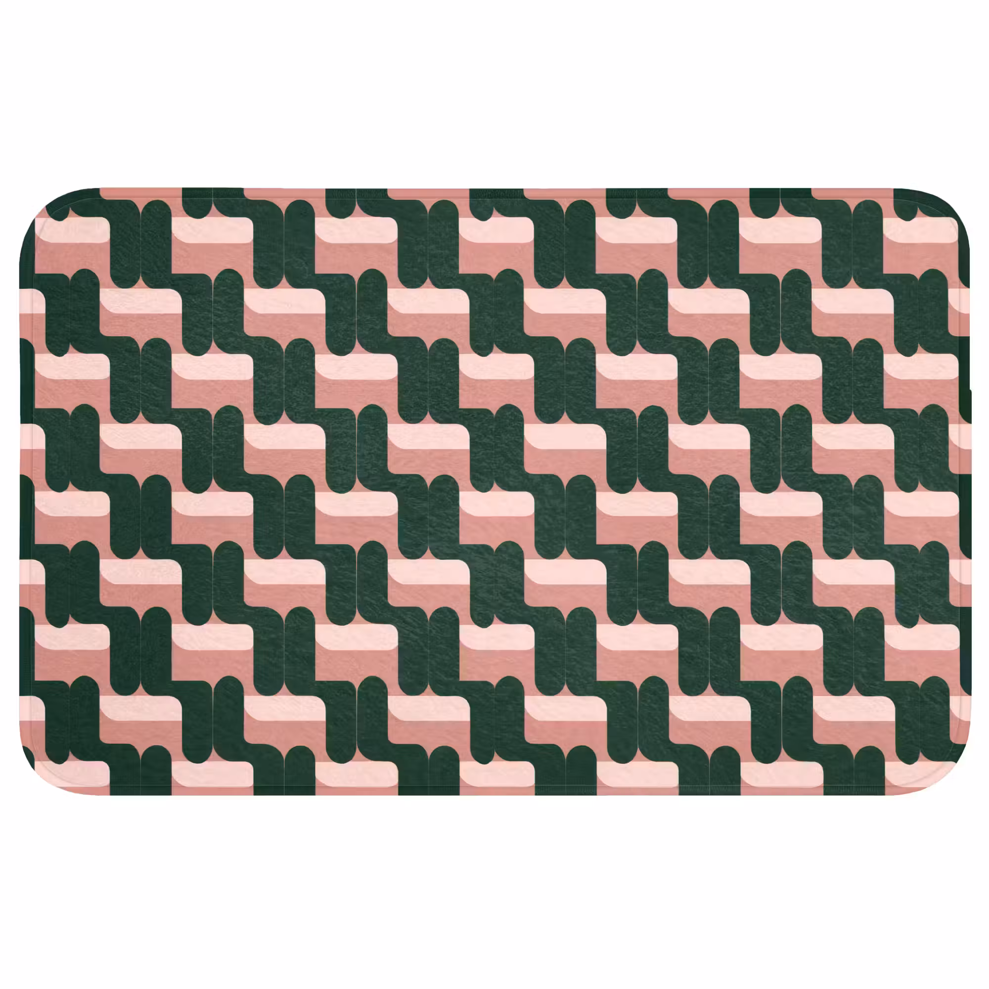 Wc Mat - Vlechtpatroon - Groen - Roze - Geometrisch