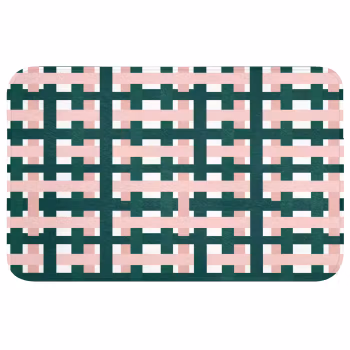 Wc Mat - Vlechtpatroon - Groen - Roze - Grafisch