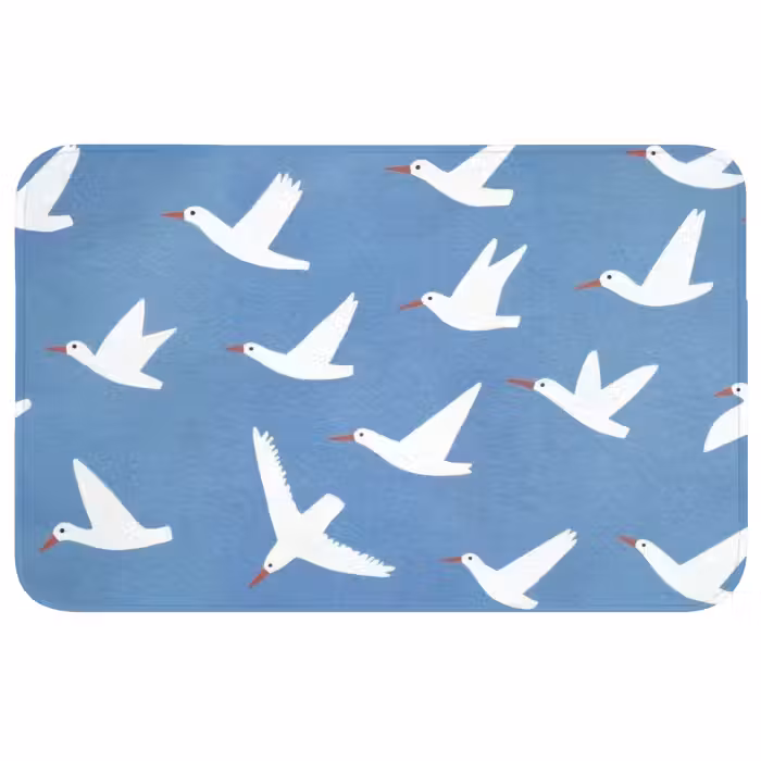 Wc Mat - Vogels - Wit - Patroon