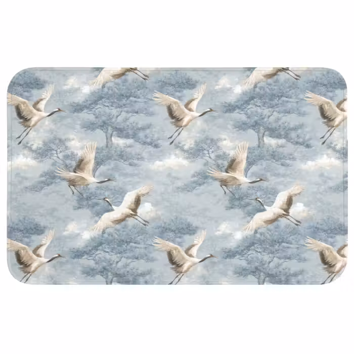 Wc Mat - Wolken - Kraanvogels - Blauw