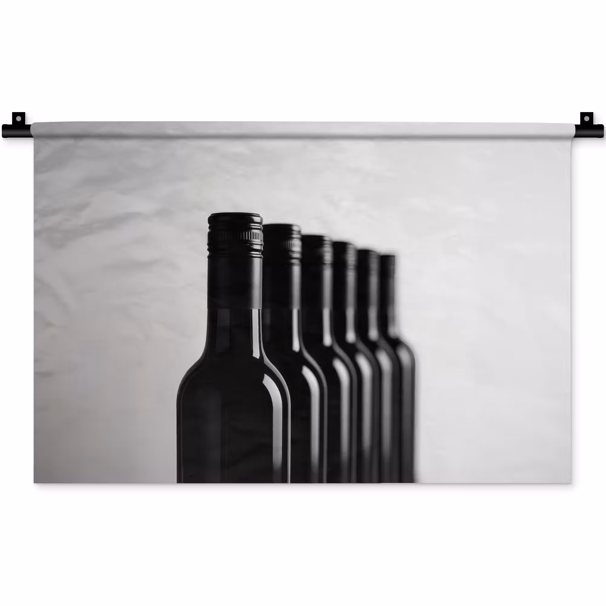 Wandkleed - Wijnflessen - Zwart - Minimalistisch